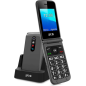 Téléphone portable SPC avec bouton SOS - Téléphone à clapet pour personnes âgées - Bouton d'urgence - Gros boutons et touches -