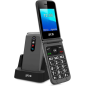 Téléphone portable SPC avec bouton SOS - Téléphone à clapet pour personnes âgées - Bouton d'urgence - Gros boutons et touches -
