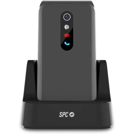 Téléphone portable SPC avec bouton SOS - Téléphone à clapet pour personnes âgées - Bouton d'urgence - Gros boutons et touches -