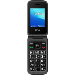 Téléphone portable SPC avec bouton SOS - Téléphone à clapet pour personnes âgées - Bouton d'urgence - Gros boutons et touches -