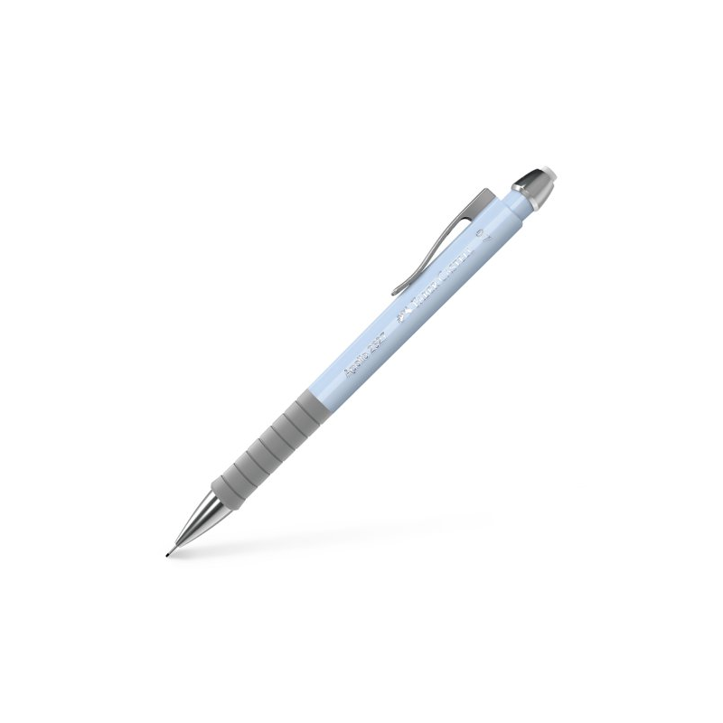 LOT de 5 Crayon mécanique Faber-Castell Apollo - Trait de 0,7 mm - Poignée ergonomique - Gomme intégrée - Corps bleu clair