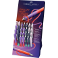 Présentoir Faber-Castell Poly Ball Flow Edition avec 22 stylos rétractables XB + 8 stylos-plumes - Toucher doux - Couleurs assor