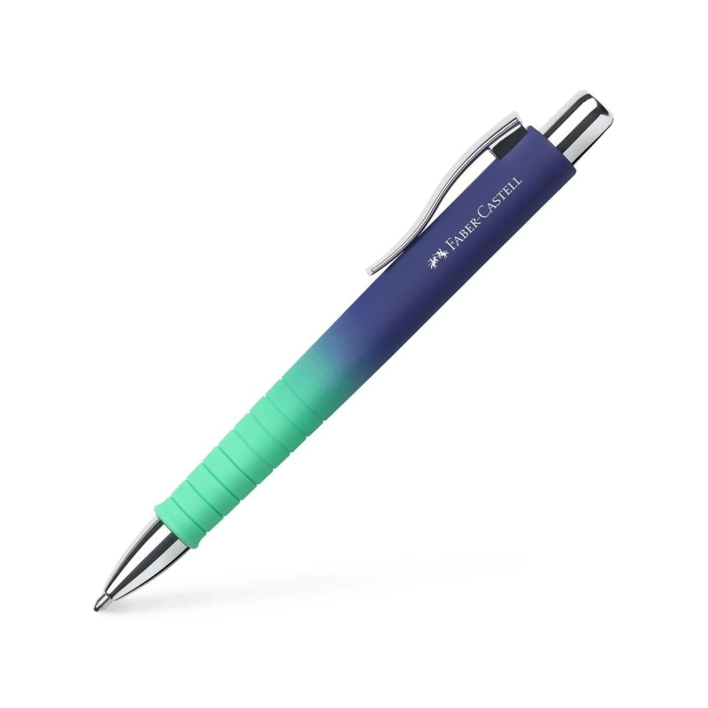 LOT de 5 Stylo bille rétractable Faber-Castell Poly Ball Flow Edition Buzzing Blue XB - Forme triangulaire ergonomique - Toucher