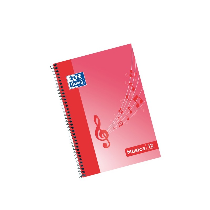 LOT de 10 Oxford School Musica Fº Cahier à spirales - Couverture souple - 12 portées - Espacement 2,5 mm - 20 feuilles