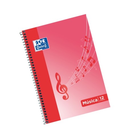 ✅ LOT de 10 Oxford School Musica Fº Cahier à spirales - Couverture souple - 12 portées - Espacement 2,5 mm - en stock