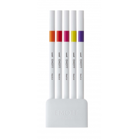 Uni-ball PEM-SY 5C NO.2 Lot de 5 marqueurs traits fins - Pointe 0,4 mm - Encre à base d'eau - Design innovant - Durabilité de la
