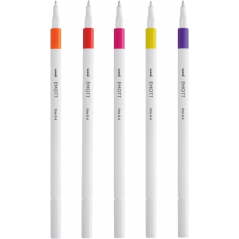 Uni-ball PEM-SY 5C NO.2 Lot de 5 marqueurs traits fins - Pointe 0,4 mm - Encre à base d'eau - Design innovant - Durabilité de la