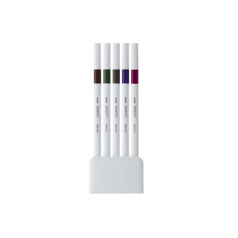 Uni-ball EMOTT Ever Fine Lot de 5 marqueurs de lignes fines - 0,4 mm - Pointe durable - Largeur de trait constante - À base d'ea