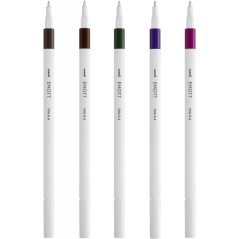 Uni-ball EMOTT Ever Fine Lot de 5 marqueurs de lignes fines - 0,4 mm - Pointe durable - Largeur de trait constante - À base d'ea