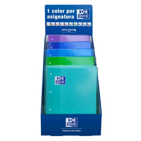 ✅ Oxford School Tabletop Display Cool Colors A4+ - Couverture Extra Rigide - Cahier à Spirale Micro-Perforé - en stock