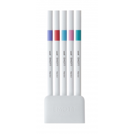 Uni-ball PEM-SY 5C NO.5 Lot de 5 marqueurs traits fins - Pointe 0,4 mm - Encre à base d'eau - Design innovant - Largeur de trait
