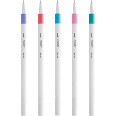 Uni-ball PEM-SY 5C NO.5 Lot de 5 marqueurs traits fins - Pointe 0,4 mm - Encre à base d'eau - Design innovant - Largeur de trait