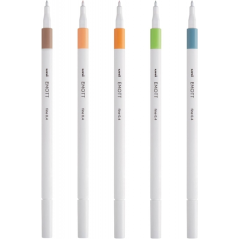 Uni-ball EMOTT Ever Fine Lot de 5 marqueurs de lignes fines - 0,4 mm - Pointe durable - Largeur de trait constante - À base d'ea