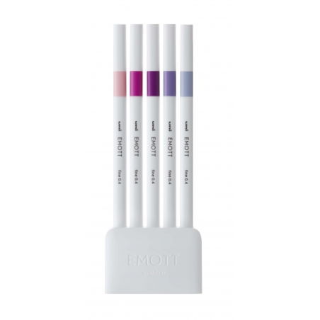 Uni-ball EMOTT Ever Fine Lot de 5 marqueurs de lignes fines - 0,4 mm - Pointe durable - Largeur de trait constante - À base d'ea