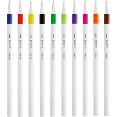 Uni-ball PEM-SY 10C NO.1 Étui de 10 marqueurs à traits fins - Pointe 0,4 mm - Encre à base d'eau - Design innovant - Durabilité