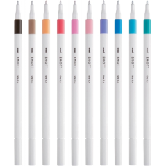 Uni-ball PEM-SY 10C NO.2 Étui de 10 marqueurs à traits fins - Pointe 0,4 mm - Encre à base d'eau - Design innovant - Durabilité