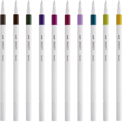 Uni-ball PEM-SY 10C NO.3 Étui de 10 marqueurs de lignes fines - Pointe 0,4 mm - Encre à base d'eau - Design innovant - Largeur d