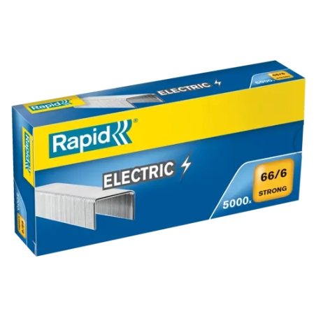 Boîte de 5 000 agrafes électriques Rapid Strong 66/6 - Agrafes jusqu'à 20 feuilles - Fil galvanisé renforcé - Tige de 6 mm