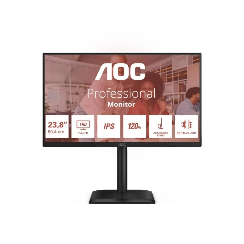 Moniteur AOC 23,8" LED IPS Full HD 120 Hz - Temps de réponse de 4 ms - Réglable en hauteur, rotation et inclinaison - Haut-parle