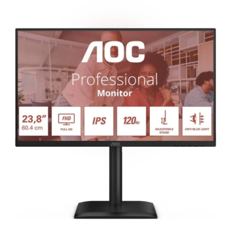 Moniteur AOC 23,8" LED IPS Full HD 120 Hz - Temps de réponse de 4 ms - Réglable en hauteur, rotation et inclinaison - Haut-parle