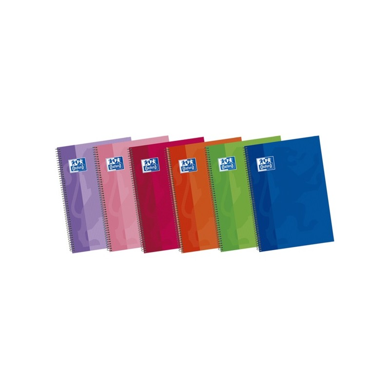 LOT de 5 Oxford School Classic Write&Erase Fº Carnet à spirales – Couverture extra rigide – Règle de 3,5 mm avec marge – 80