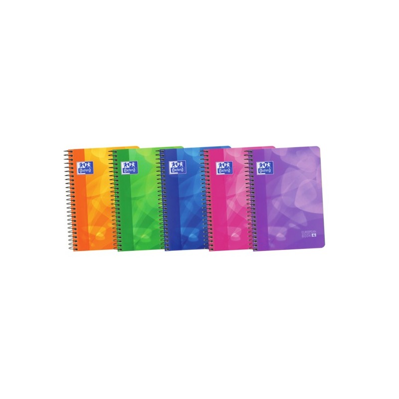 LOT de 5 Oxford School Lagoon 8ème Livre Européen - Couverture Plastique Résistante - Cahier 120 Feuilles - Format 4 5x5