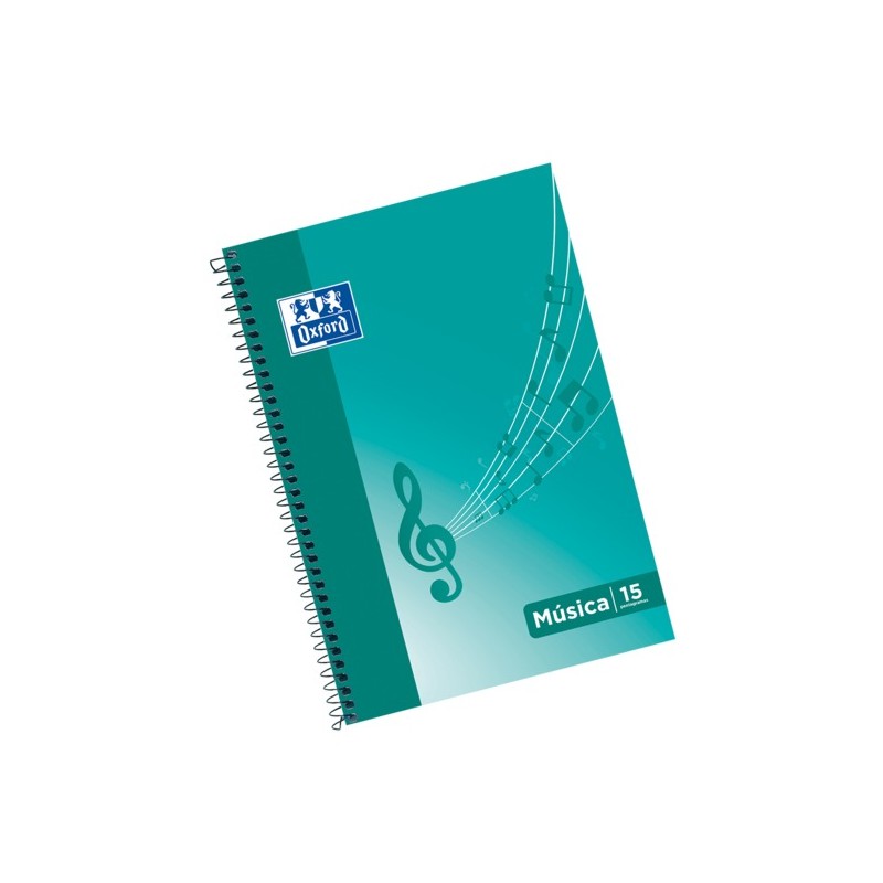 Oxford School Musica Fº Cahier à spirales - Couverture souple - 15 portées - Espacement 2 mm - 20 feuilles - Illustration sur