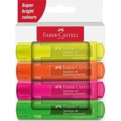 Faber-Castell Textliner 46 Expositor con 11 Packs de 4 Marcadores Neon y 11 Packs de 4 Marcadores Pastel - Punta Biselada - Traz