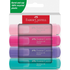 Faber-Castell Textliner 46 Expositor con 11 Packs de 4 Marcadores Neon y 11 Packs de 4 Marcadores Pastel - Punta Biselada - Traz