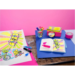 Lot de 10 marqueurs fluorescents Faber-Castell Textliner 46 Neon - Motif pot de glace - Pointe biseautée - Largeur de trait : 1