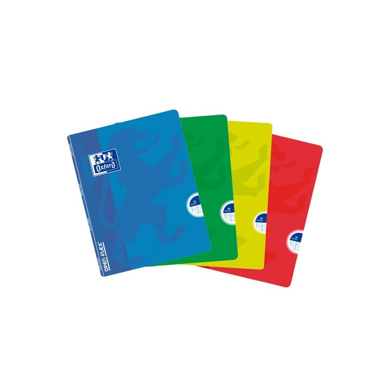 LOT de 10 Oxford School Classic Openflex A5 Cahier agrafé - Couverture plastique robuste - 1 ligne avec 2 marges - 48 feuilles