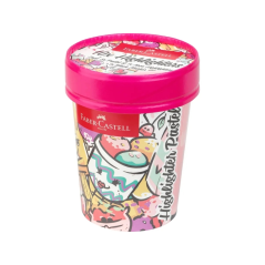 Lot de 10 feutres fluorescents Faber-Castell Textliner 46 Pastel - Motif pot de glace - Pointe biseautée - Largeur de trait : 1