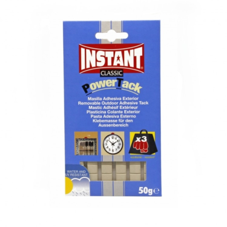 LOT de 15 Pack de mastic adhésif classique Instant Power Tack 50 g - Convient pour une utilisation en extérieur - Résistant aux