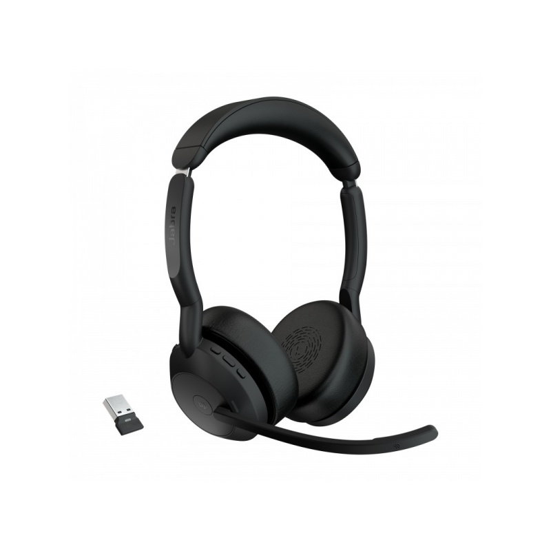 Casque stéréo Bluetooth Jabra Evolve2 55 MS avec microphone - Suppression du bruit - Autonomie de la batterie jusqu'à 18 heures