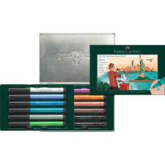 Faber-Castell Pitt Artist Pen Brush City Collection New York Coffret de 12 marqueurs pointe pinceau - Encre pigmentée - Haute ré