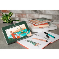 Faber-Castell Pitt Artist Pen Brush City Collection New York Coffret de 12 marqueurs pointe pinceau - Encre pigmentée - Haute ré