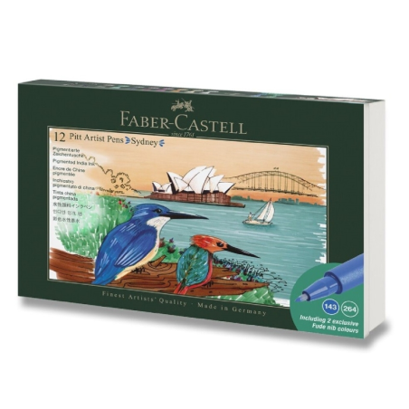Faber-Castell Pitt Artist Pen Brush City Collection Sydney, étui de 12 marqueurs à pointe pinceau - Encre pigmentée - Haute rési