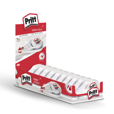LOT de 10 Pritt Mini Roller Display 4,2 mm x 7 m - Compact et Ergonomique - Pointe Flexible Haute Précision - Compatible Tous Ty