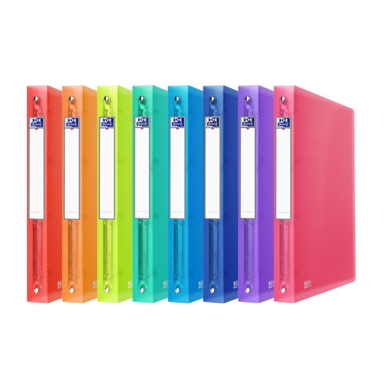 LOT de 10 Classeur à anneaux A4 Oxford Urban - Couverture en plastique translucide - Dos de 40 mm - 4 anneaux de 30 mm