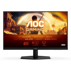 Moniteur AOC 27G42E 27" LED FastIPS FHD 180 Hz - Temps de réponse 1 ms - HDMI, DisplayPort - Compatible VESA 100 x 100 mm - Noir