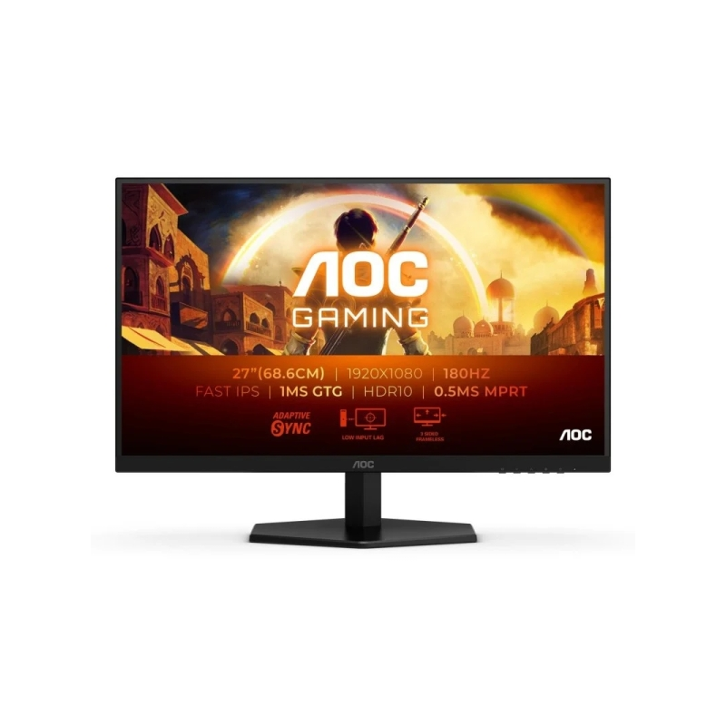 Moniteur AOC 27G42E 27" LED FastIPS FHD 180 Hz - Temps de réponse 1 ms - HDMI, DisplayPort - Compatible VESA 100 x 100 mm - Noir