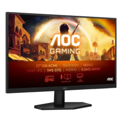 Moniteur AOC 27G42E 27" LED FastIPS FHD 180 Hz - Temps de réponse 1 ms - HDMI, DisplayPort - Compatible VESA 100 x 100 mm - Noir
