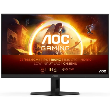 Moniteur AOC G4 27" LED Fast IPS FullHD 180 Hz HDR10 - Réponse 1 ms - Angle de vision 178° - Haut-parleurs intégrés - HDMI, Disp