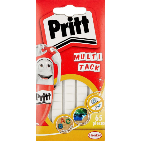 Pritt Multitack Pack de 65 morceaux de mastic adhésif blanc - Solide, propre et amovible