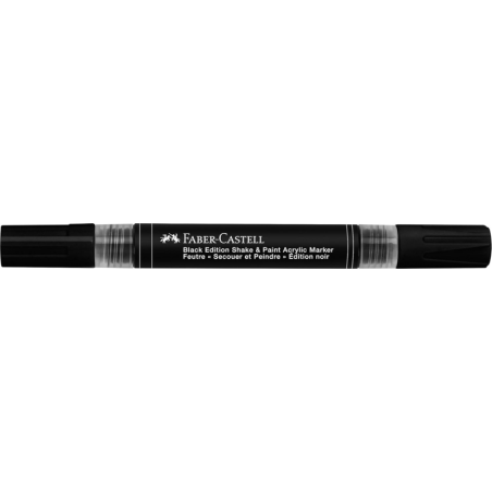 Faber-Castell Shake & Paint Black Edition Lot de 2 marqueurs acryliques à double pointe - Pointes rondes de 1 mm et 3 mm - Encre