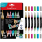 Faber-Castell Shake & Paint Black Edition Pack de 6 marqueurs acryliques à double pointe - Pointes rondes 1 mm et 3 mm - Encre a
