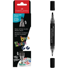 Marqueur acrylique Faber-Castell Shake & Paint Black Edition, double pointe – Pointes rondes 1 mm et 3 mm – Encre acrylique à ba