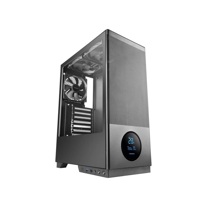 Boîtier tour ATX Tacens Sagitta20 - Écran de contrôle intégré - 3 ventilateurs 120 mm - Panneau avant en verre trempé - Grille a