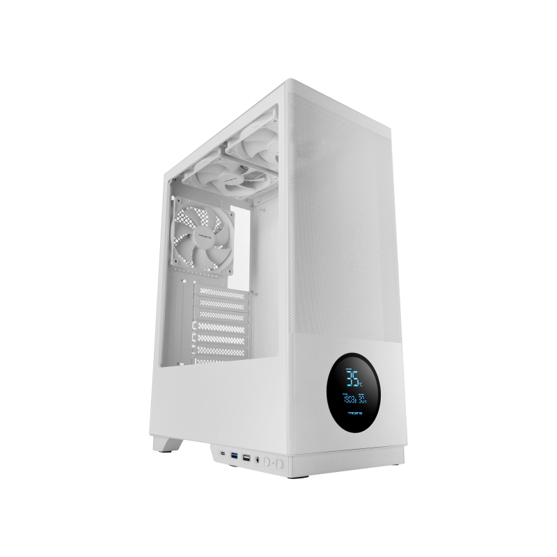 Boîtier tour ATX Tacens Sagitta20 - Écran de contrôle intégré - 3 ventilateurs 120 mm - Panneau avant en verre trempé - Grille a