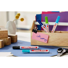 Edding 3000 Pack de 5 Feutres Permanents Cool Colors - Pointe Ronde 1,5 mm - Trait entre 1,5 et 3 mm - Rechargeable - Séchage Ra